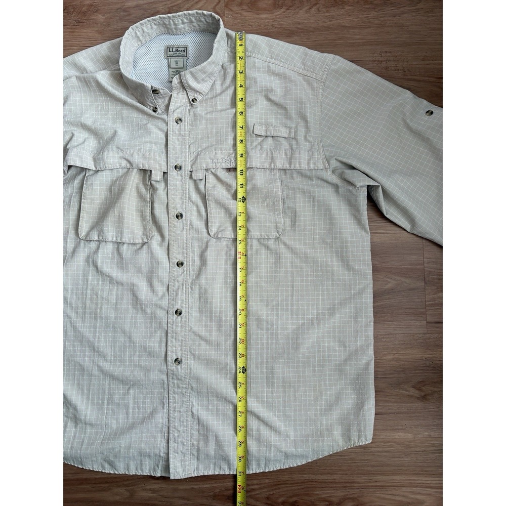 LL Bean Shirt Mens XL Beige Tan Vented Lightweight Fishing Outdoor Button Up PFG - Picture 6 of 6